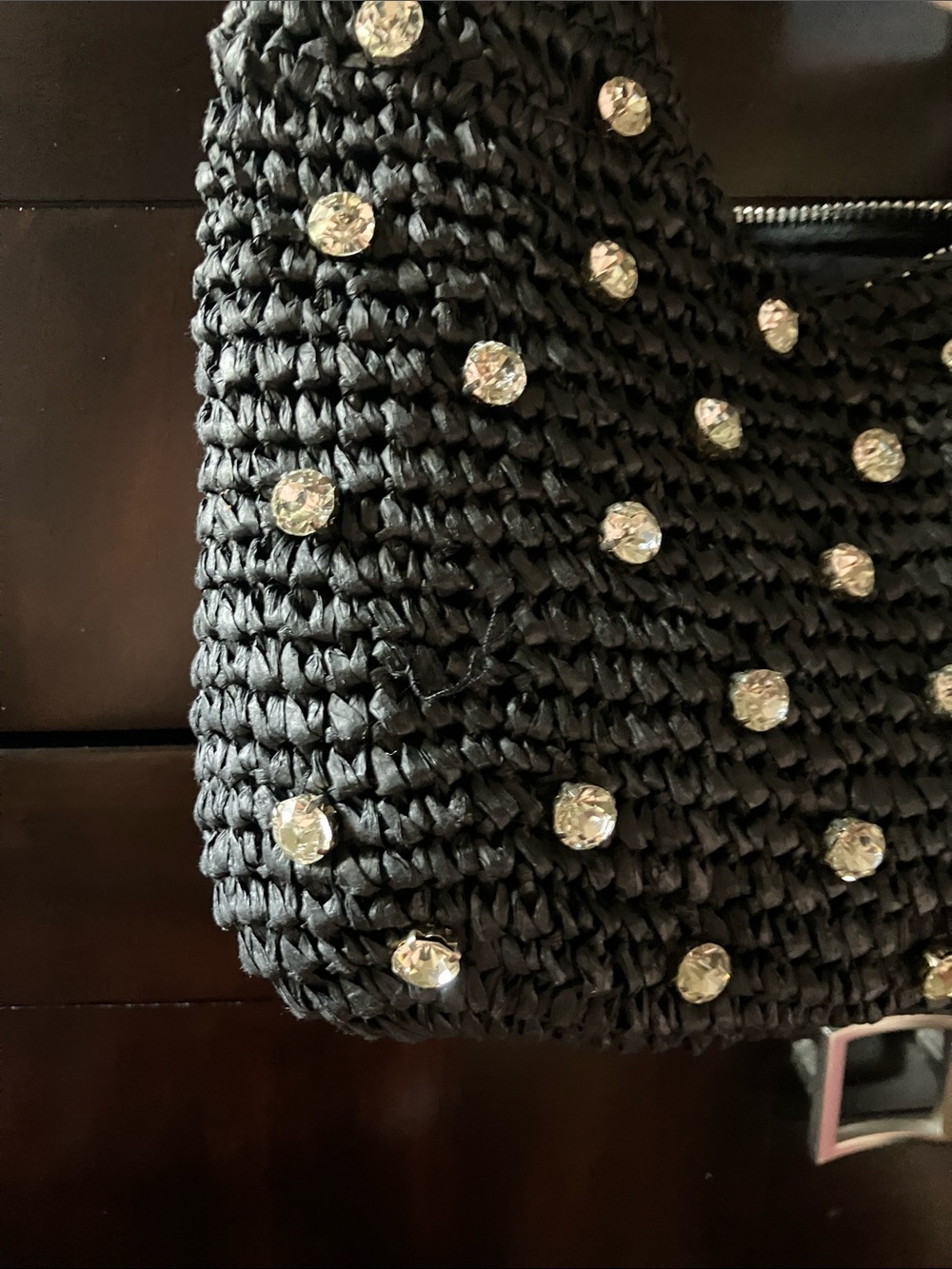 Urban Expressions Black Studded Crochet Shoulder Bag - Picture 3 of 4